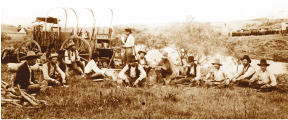 Image of cowhands resting in Palo Duro Canyon in 1898